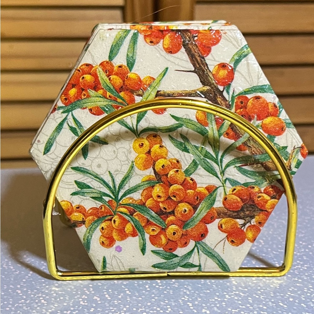 “Golden Berry Beauties” Handcrafted Coaster Gift Box Set